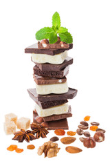 white, dark, and milk chocolate