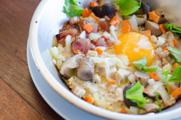 Fried egg stuff with hot pan