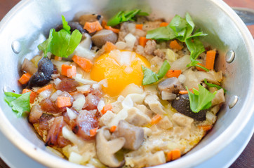 Fried egg stuff with hot pan
