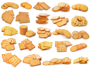 Cracker and  cookie isolated on  over white background