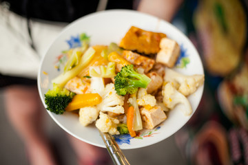Thai fried tofu with vegetables