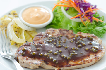 pork steak with black pepper