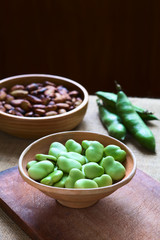 Raw broad beans (lat. Vicia faba) in bowl