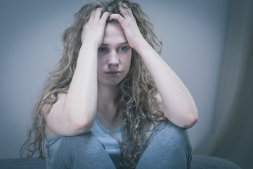 Depressed woman and tears