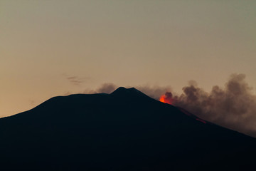 Mount Etna Eruption and lava flow