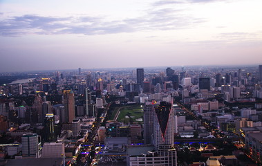 View of Bangkok skyline in the eneing.
