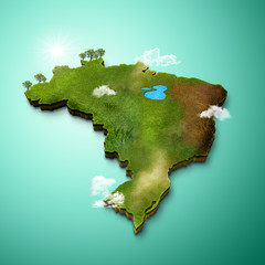 Realistic 3D Map of Brazil