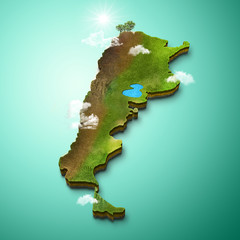 Realistic 3D Map of Argentina