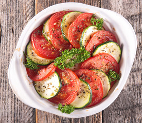 tomato,zucchini and herbs