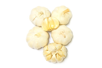garlics on white background.