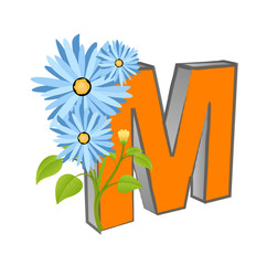 Vector M Alphabet with Flower