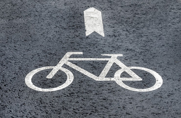 Obraz premium White painted sign for bikes lane