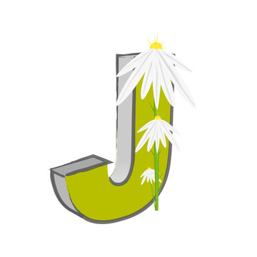 Vector J Alphabet With Flower