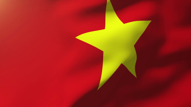 Vietnam flag waving in the wind. Looping sun rises style