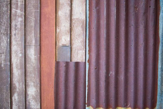 Image of rusty corrugated metal iron sheets