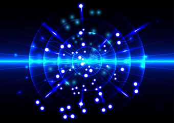 Abstract Blue light effects on round circle background