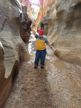 Boy at Willis Creek Slot Canyon in Utah