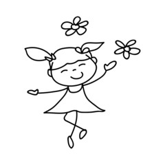 hand drawing cartoon character happy kids