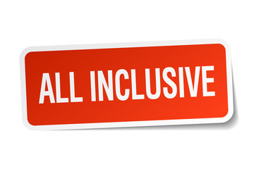all inclusive red square sticker