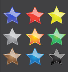 vector color star button with sparkles