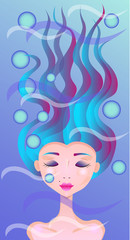 Girl immersed in water