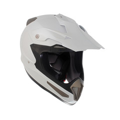 Pearl white motocross motorcycle helmet Isolated on white