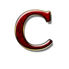 Letter C - precious stone is red