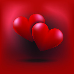 red heart on red background
