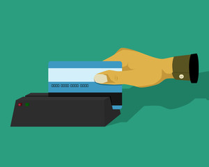 Hands were swipe credit cards