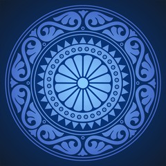 Abstract vector background mosaic rosone tilde blue