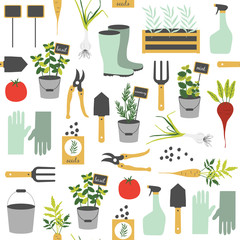 Gardening seamless pattern. Vector illustration. - 81335813