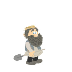 Man with shovel standing