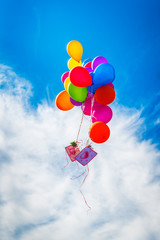 colorful balloon on blue sky