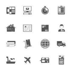 Black and white logistic service icon.