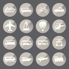 Transportation circle icon set.