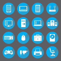 Computer circle icon. Vector set