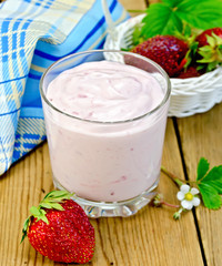 Milkshake with strawberry on board