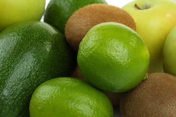 kiwi, lime, apple and avocado