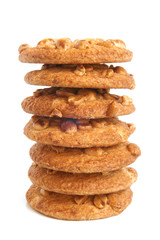 Stack of sugar cookies with peanuts