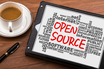 open source handwritten with related word cloud