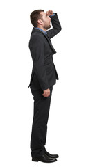 man looking up into the distance