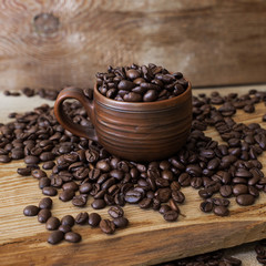 coffee beans in ceramic cup