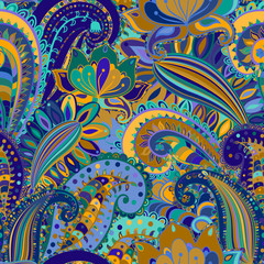 Floral motif ethnic seamless background.