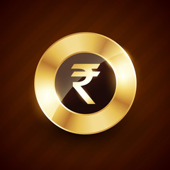 ruppee golden coin design with shiny effects vector