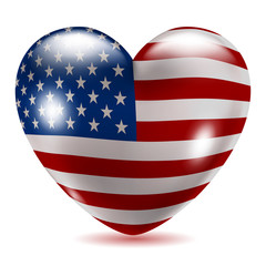 Heart shaped icon with flag of USA