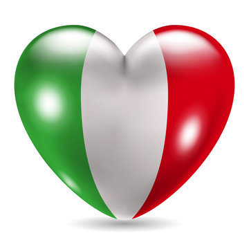 Heart shaped icon with flag of Italy