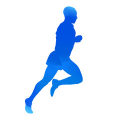 Blue runner. Vector silhouette