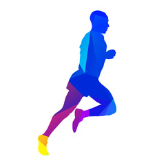 Fototapeta na wymiar Marathon runner. Vector silhouette