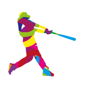 Abstract colorful baseball batter