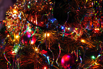 Obraz na płótnie Canvas Christmas tree with many presents under it.
